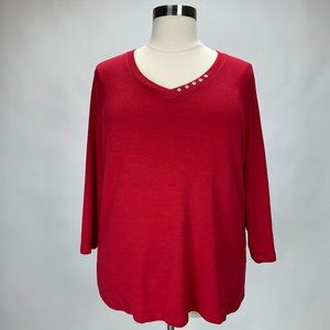 Woman's Red Top, Metal Buttons